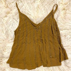 free people green rhinestone tank top
